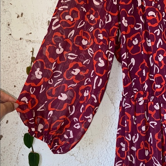 🎉HP🎉Kaari Blue Split Neck Midi Peasant Dress - Picture 8 of 8